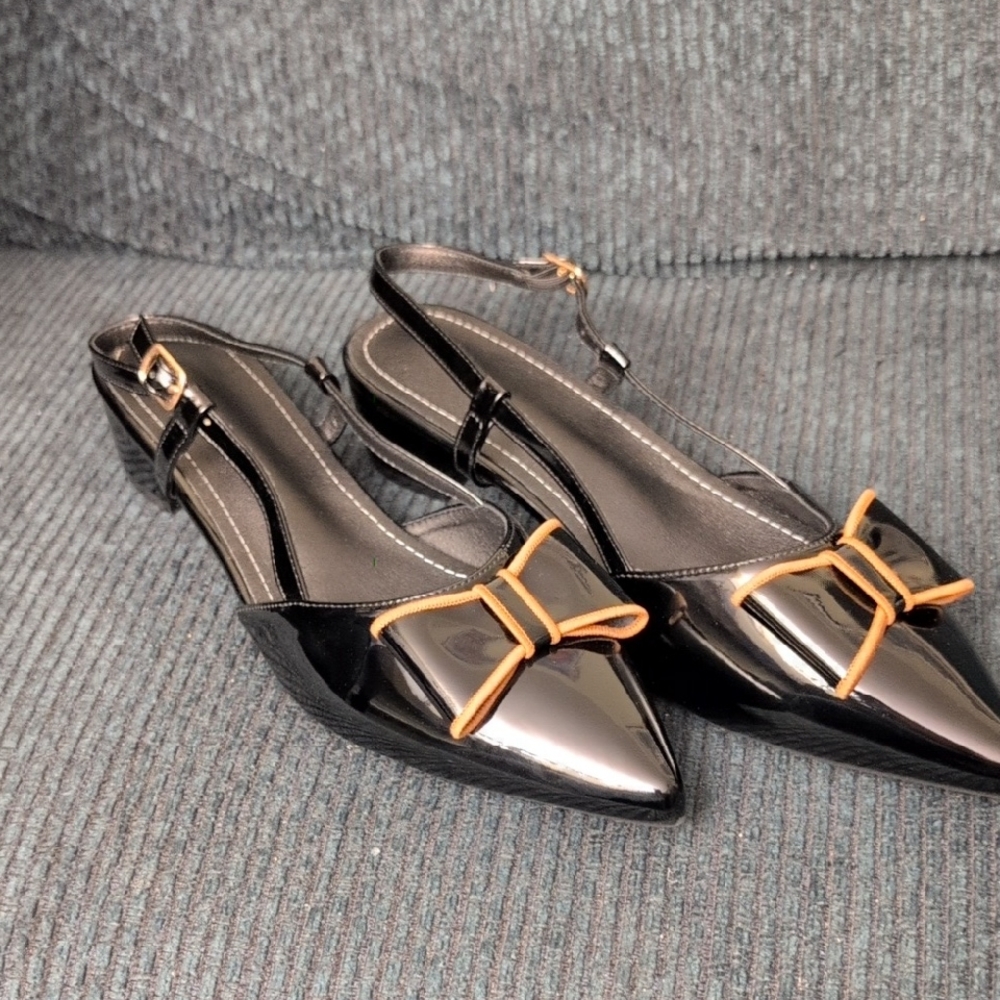 Shein black strappy back block heel size 12/43